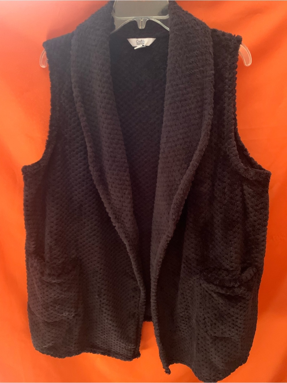 croft & barrow Black Faux-Sherpa Open Front Vest